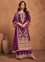 Chinnon Purple Eid Wear Embroidery Work Readymade Palazzo Suit